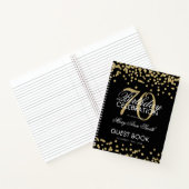 Gold 70th Birthday Guestbook Confetti Black Notitieboek (Binnen)