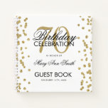 Gold 70th Birthday Guestbook Confetti White Notitieboek<br><div class="desc">Een elegante 70e Birthday Party Guest Book-sjabloon met Gold Glitter Confetti op wit ontwerp en eenvoudig aan te passen tekst.</div>