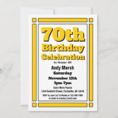Gold 70th Birthday Invitation Kaart (Voorkant)