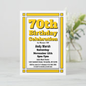 Gold 70th Birthday Invitation Kaart (Staand voorkant)
