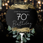 Gold 70th Birthday Party Ballon<br><div class="desc">Alle tekst kan worden aangepast en kan eenvoudig worden gewijzigd voor uw eigen wensen. Faux gouden verfstreken. Het 70ste verjaardagsfeest goud en zwart confetti.</div>