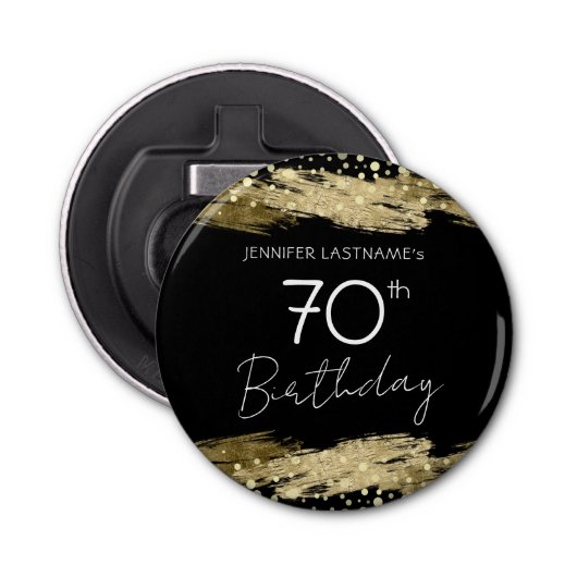 Gold 70th Birthday Party Bottle Opener (Voorkant)