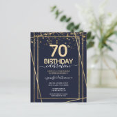 Gold 70th Birthday Party Budget Invitation (Staand voorkant)