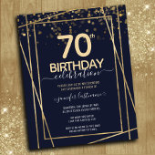 Gold 70th Birthday Party Budget Invitation