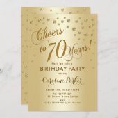 Gold 70th Birthday Party Kaart (Voorkant / Achterkant)