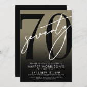 Gold 70th Birthday Party Kaart (Voorkant / Achterkant)