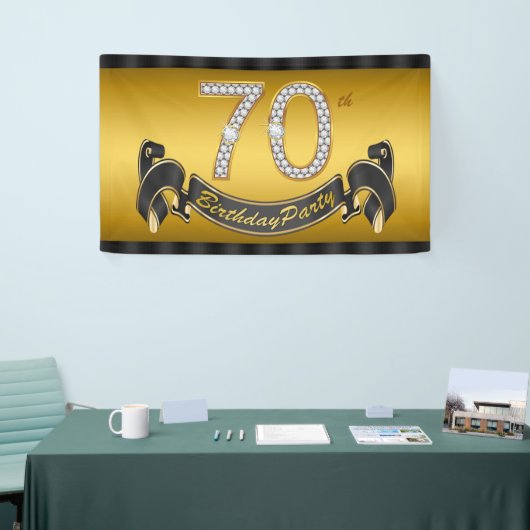 Gold 70th Birthday Party Spandoek (Beurs)