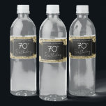 Gold 70th Birthday Party Water Bottle Label Waterfles Etiket<br><div class="desc">Alle tekst kan worden aangepast en kan eenvoudig worden gewijzigd voor uw eigen wensen. Flaconetiketten van grote elegante verjaardagsfeestjes. Faux gouden verfstreken.</div>