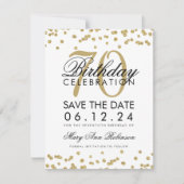 Gold 70th Birthday Save Date Confetti Save The Date (Voorkant)