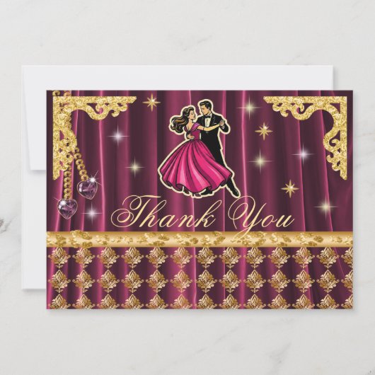 Gold 70th Birthday Thank You with Dancers  Bedankkaart (Voorkant)