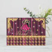 Gold 70th Birthday Thank You with Dancers  Bedankkaart (Staand voorkant)