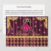 Gold 70th Birthday Thank You with Dancers  Bedankkaart (Voorkant / Achterkant)