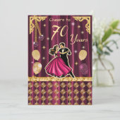 Gold 70th Birthday with Dancing Couples Kaart (Staand voorkant)
