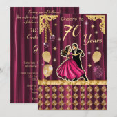 Gold 70th Birthday with Dancing Couples Kaart (Voorkant / Achterkant)