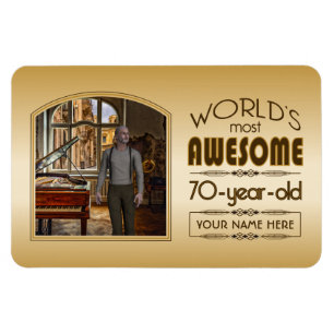 Gold 70th Birthday World's Best Custom Photo Lijst Magneet