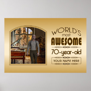 Gold 70th Birthday World's Best Custom Photo Lijst Poster