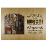 Gold 70th Birthday World's Best Custom Photo Lijst Snijplank (Voorkant)