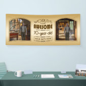 Gold 70th Birthday World's Best Custom Photo Lijst Spandoek (Beurs)