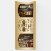 Gold 70th Birthday World's Best Custom Photo Lijst Spandoek (Verticaal)