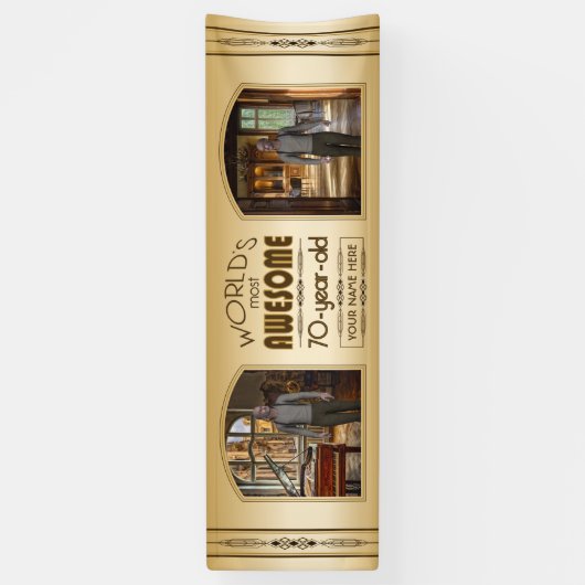 Gold 70th Birthday World's Best Custom Photo Lijst Spandoek (Verticaal)