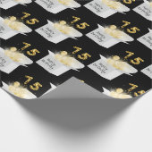 Gold 75th Birthday-ballonnen in White Box Cadeaupapier (Hoek)