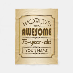 Gold 75th Birthday Celebration World Best Fabulous Fleece Deken