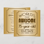 Gold 75th Birthday Celebration World Best Fabulous Kaart (Voorkant / Achterkant)