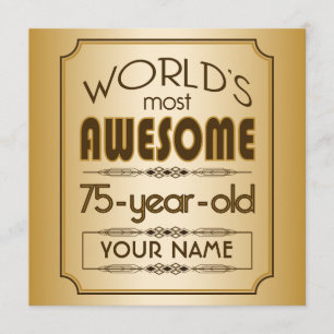 Gold 75th Birthday Celebration World Best Fabulous Kaart