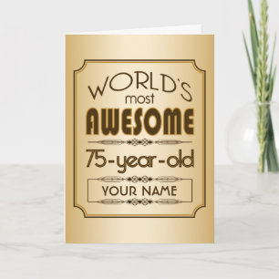 Gold 75th Birthday Celebration World Best Fabulous Kaart