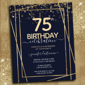 Gold 75th Birthday Party Budget Invitation