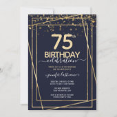 Gold 75th Birthday Party Budget Invitation Kaart (Voorkant)
