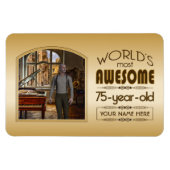Gold 75th Birthday World's Best Custom Photo Lijst Magneet (Horizontaal)