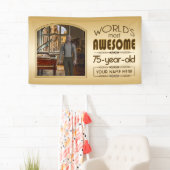 Gold 75th Birthday World's Best Custom Photo Lijst Spandoek (Insitu)