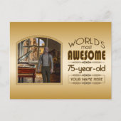 Gold 75th Birthday World's Best Custom Photo Lijst Uitnodiging Briefkaart (Voorkant)