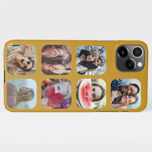 Gold 7 Foto Collage Square Sjabloon iPhone Hoesje (Achterkant horizontaal)