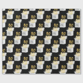 Gold 80th Birthday-ballonnen in White Box Cadeaupapier (Vlak)