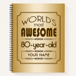 Gold 80th Birthday Celebration World Best Fabulous Notitieboek