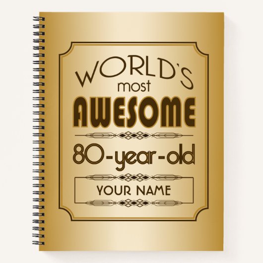 Gold 80th Birthday Celebration World Best Fabulous Notitieboek (Voorkant)