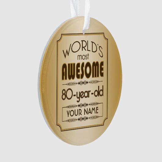 Gold 80th Birthday Celebration World Best Fabulous Ornament (voorkant)