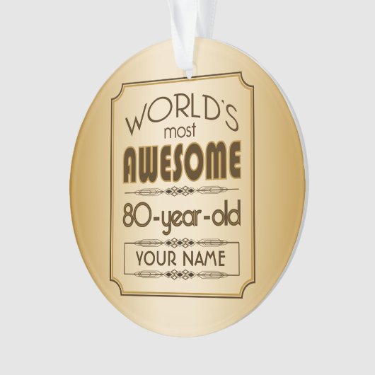 Gold 80th Birthday Celebration World Best Fabulous Ornament (voorkant)
