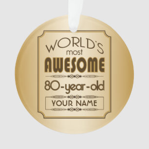 Gold 80th Birthday Celebration World Best Fabulous Ornament