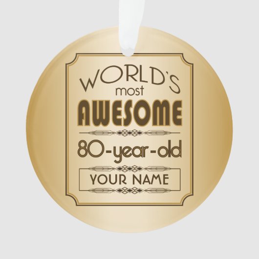 Gold 80th Birthday Celebration World Best Fabulous Ornament (voorkant)