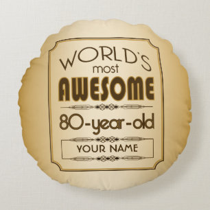 Gold 80th Birthday Celebration World Best Fabulous Rond Kussen