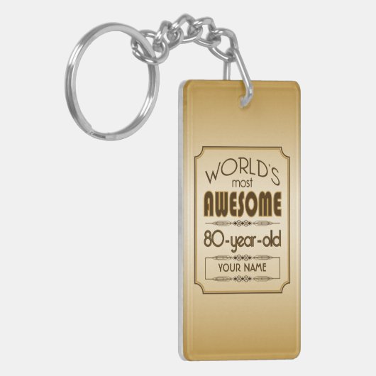 Gold 80th Birthday Celebration World Best Fabulous Sleutelhanger (Voorkant Links)