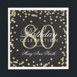 Gold 80th Birthday Glitter Confetti Black Servet<br><div class="desc">Elegant & Modern 80th Birthday Gold Faux Glitter Confetti Zwart ontwerp.</div>