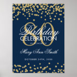 Gold 80th Birthday Glitter Confetti Navy Blue Poster<br><div class="desc">Elegant 80th Birthday Gold Navy Blue Faux Glitter Confetti banner sjabloon.</div>