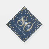 Gold 80th Birthday Glitter Confetti Navy Blue Servet (Hoek)