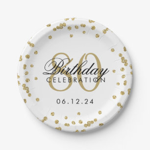Gold 80th Birthday Glitter Confetti Papieren Bordje