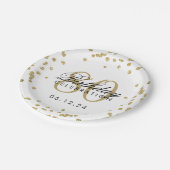Gold 80th Birthday Glitter Confetti Papieren Bordje (Gekanteld)