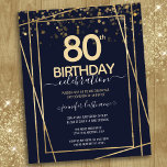 Gold 80th Birthday Party Budget Invitation<br><div class="desc">Elegant Faux gouden grens met de schijnwerpers aan de bovengrens. Alle tekst kan worden aangepast en kan eenvoudig worden gewijzigd voor uw eigen wensen. Geweldig elegante sjabloon voor 80ste verjaardag.</div>